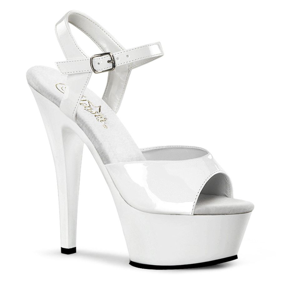 Women\'s Pleaser Kiss-209 Ankle Strap Sandals White | 058FXIDBQ