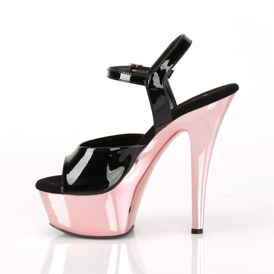 Women's Pleaser Kiss-209 Ankle Strap Sandals Black Pink | 720XDEKQB