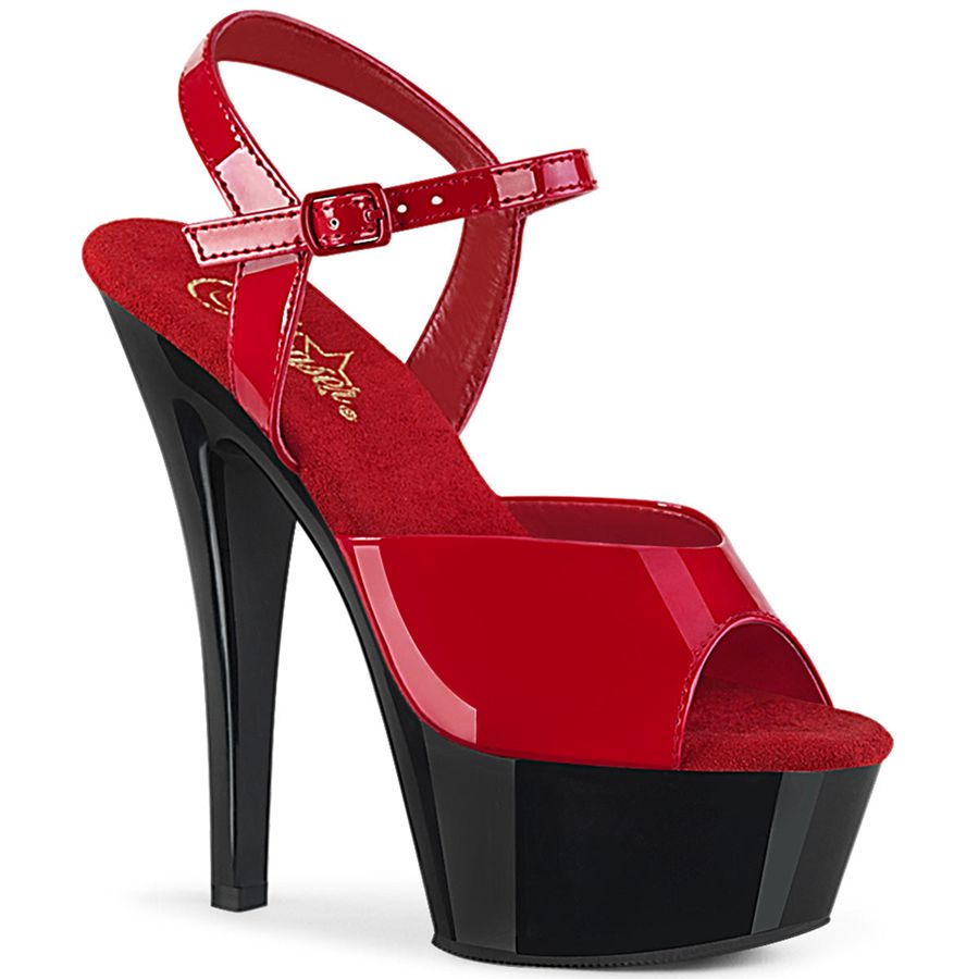 Women\'s Pleaser Kiss-209 Ankle Strap Sandals Red | 875NMDRPG