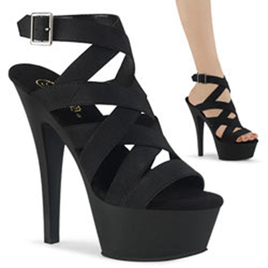 Women's Pleaser Kiss-241 Ankle Strap Sandals Black | 754CNABIG