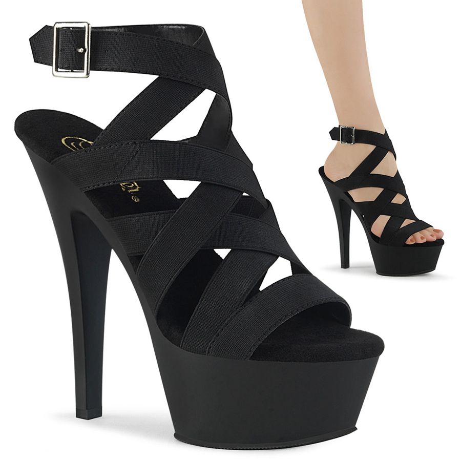 Women\'s Pleaser Kiss-241 Ankle Strap Sandals Black | 754CNABIG