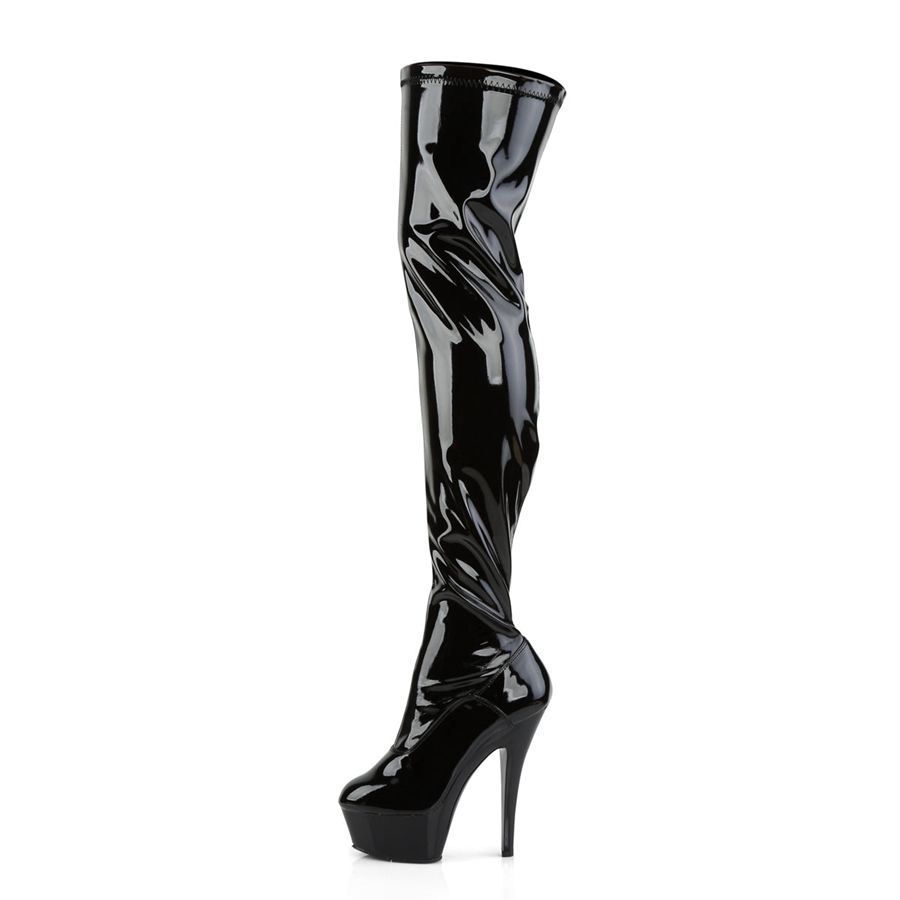 Women's Pleaser Kiss-3000 Thigh High Boots Black | 603LDMGJX