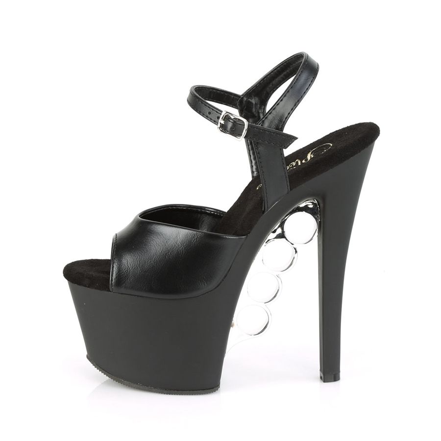 Women's Pleaser Knucks-709 Ankle Strap Sandals Black | 925MSDVQU