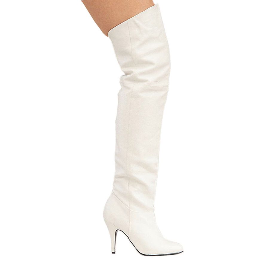 Women\'s Pleaser Legend-8868 Thigh High Boots White | 340GUNCLW