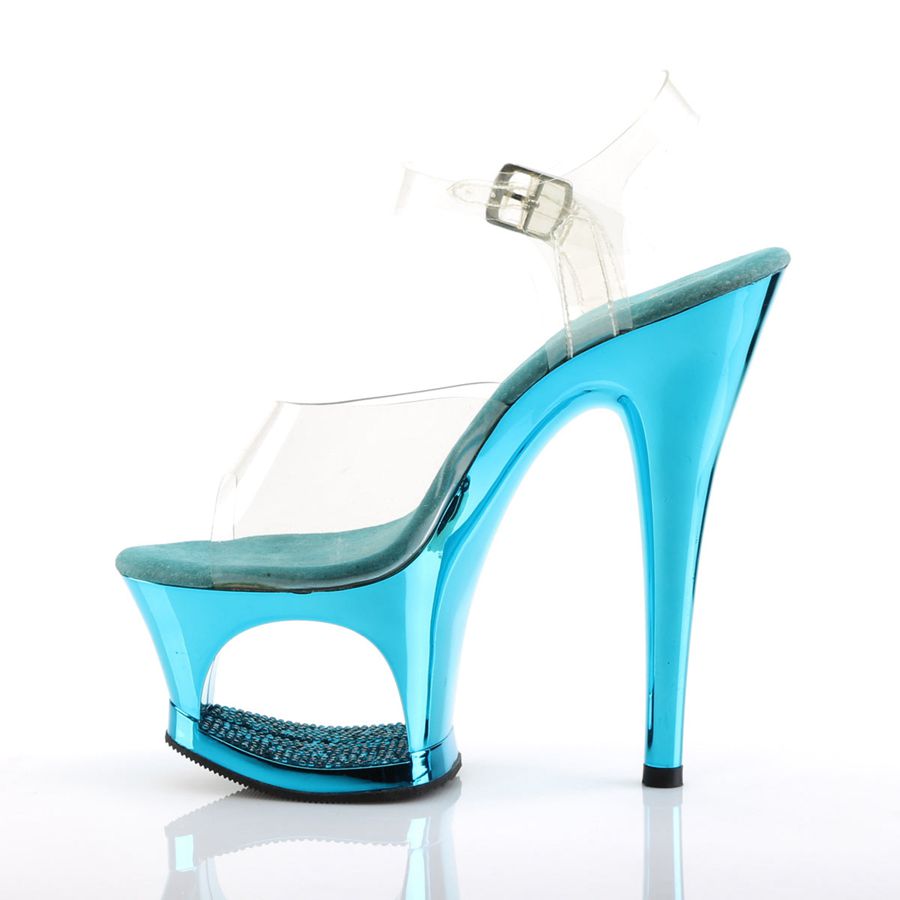 Women's Pleaser Moon-708DMCH Ankle Strap Sandals Turquoise | 128YKOUQV