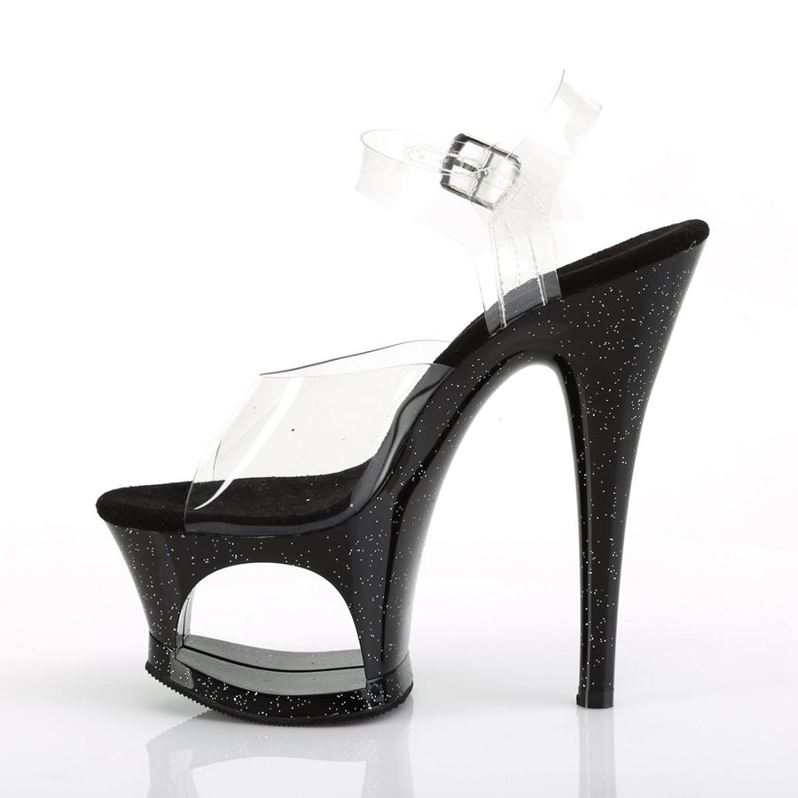 Women's Pleaser Moon-708MG Ankle Strap Sandals Black | 315EZLGFY