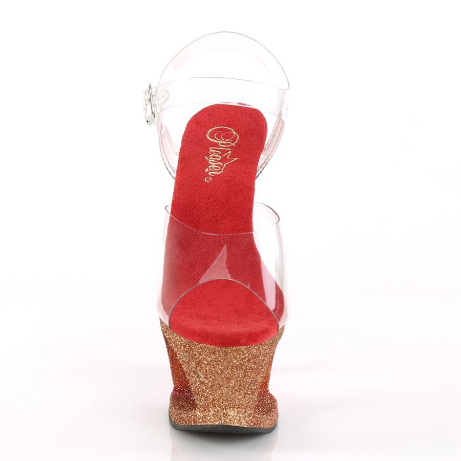 Women's Pleaser Moon-708OMBRE Ankle Strap Sandals Red | 275CYPNLJ