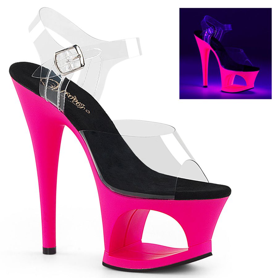 Women\'s Pleaser Moon-708UV Ankle Strap Sandals Pink | 058CBSNKF