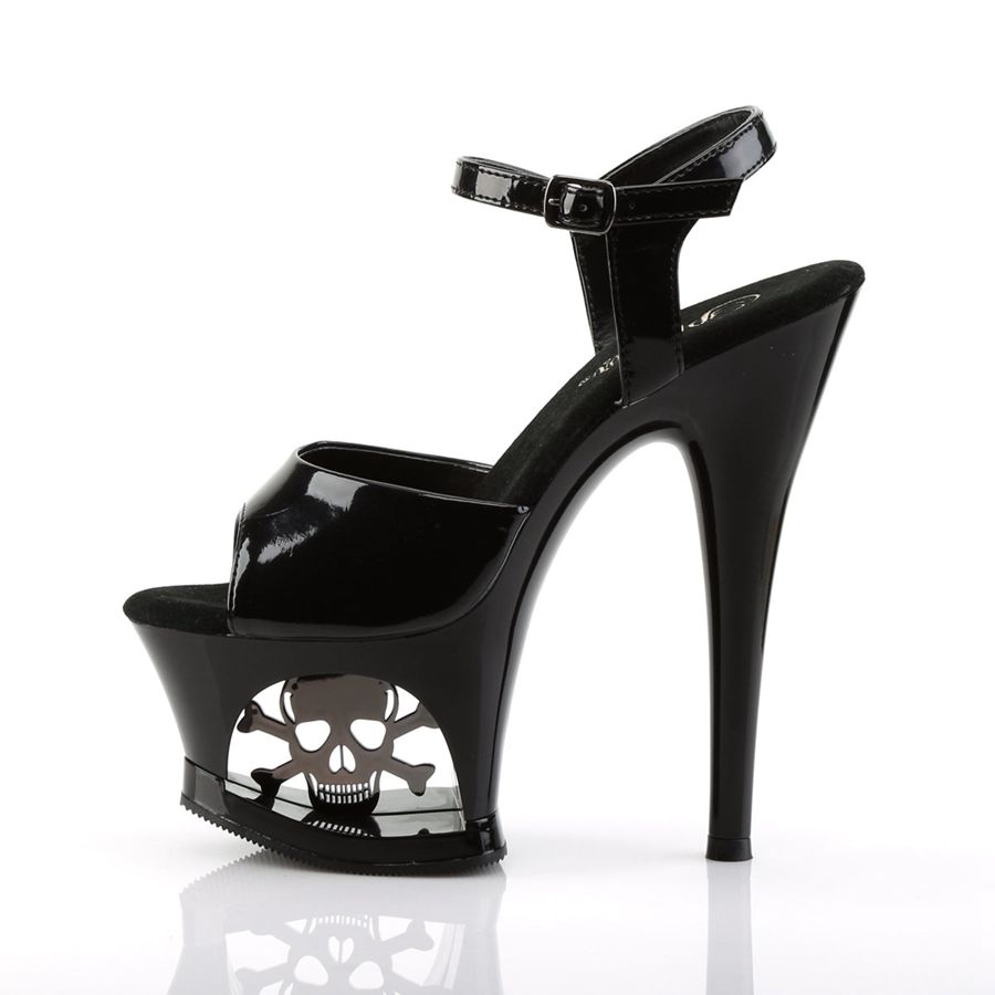 Women's Pleaser Moon-709SK Ankle Strap Sandals Black | 873NBZYVR