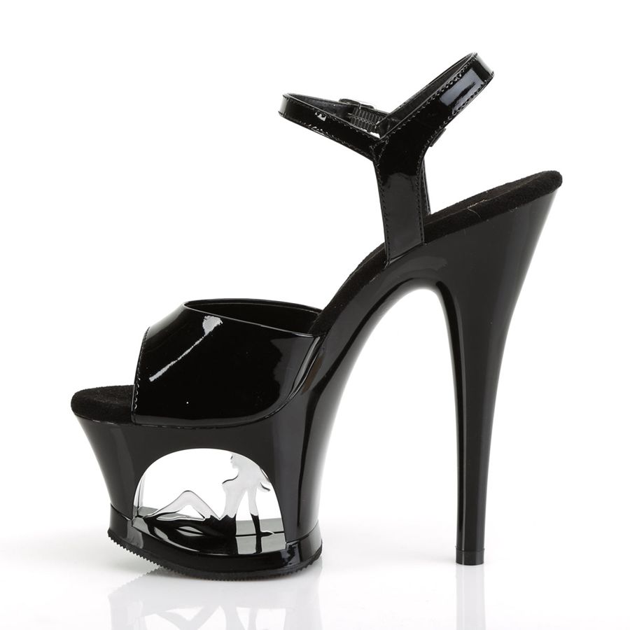 Women's Pleaser Moon-709TG Ankle Strap Sandals Black | 180ATCRHF