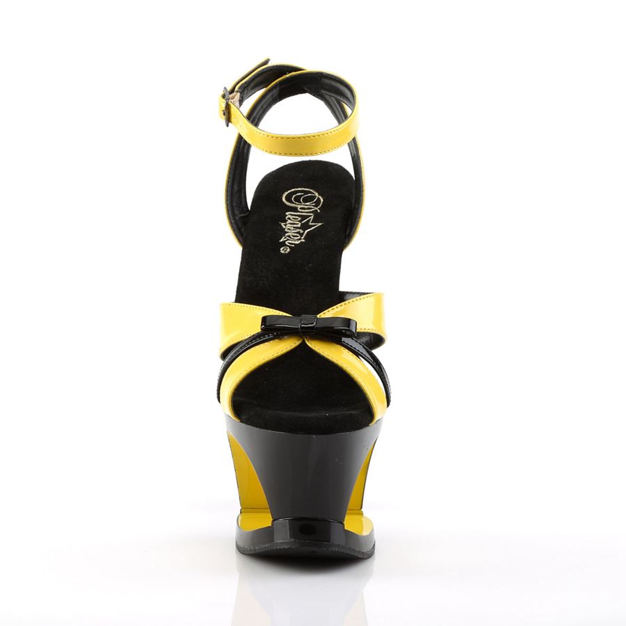 Women's Pleaser Moon-728 Ankle Strap Sandals Yellow | 569EOGSPC