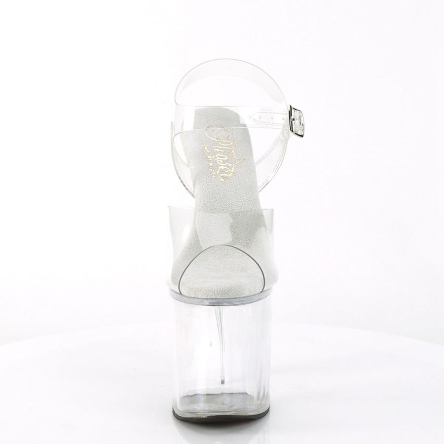 Women's Pleaser Naughty-808 Ankle Strap Sandals Clear | 934CRXSIA