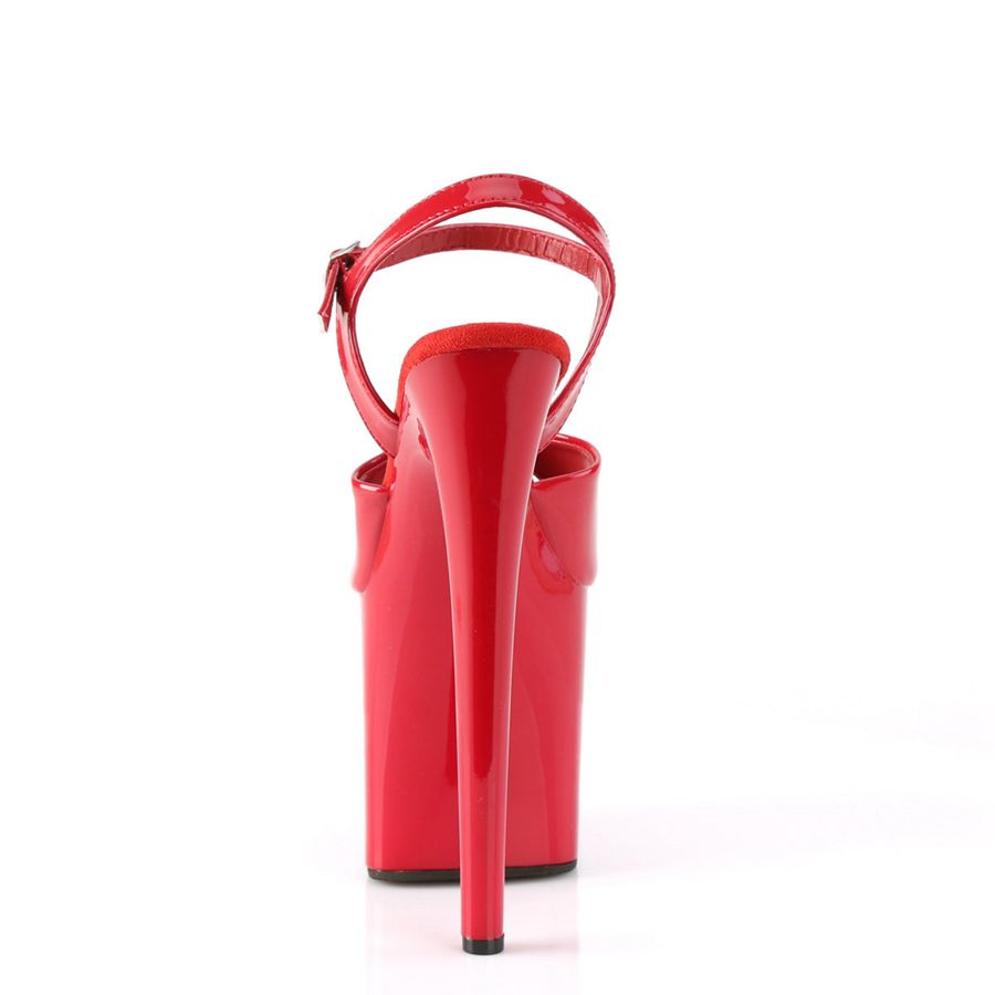 Women's Pleaser Naughty-809 Ankle Strap Sandals Red | 150TVDHZW