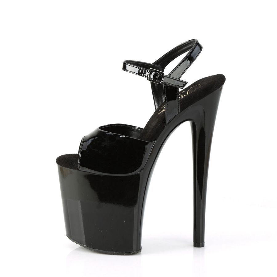 Women's Pleaser Naughty-809 Ankle Strap Sandals Black | 485OCWKVF