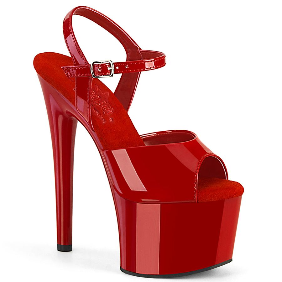 Women\'s Pleaser Passion-709 Ankle Strap Sandals Red | 360QIDTKV