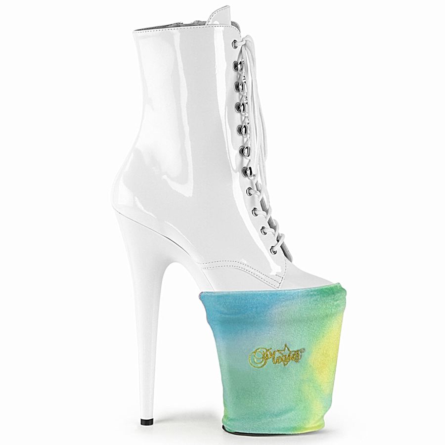 Women\'s Pleaser Platform Protectors Ankle Boots White | 385TGLOYD