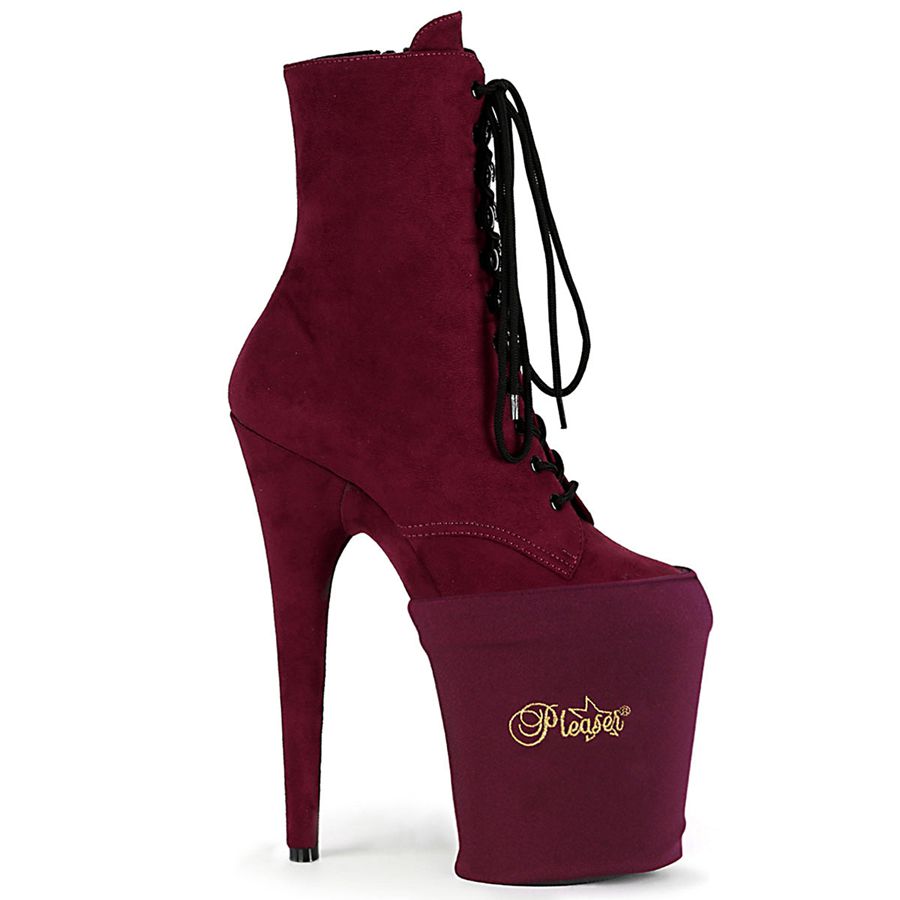 Women\'s Pleaser Platform Protectors Ankle Boots Burgundy | 642PEOGFC