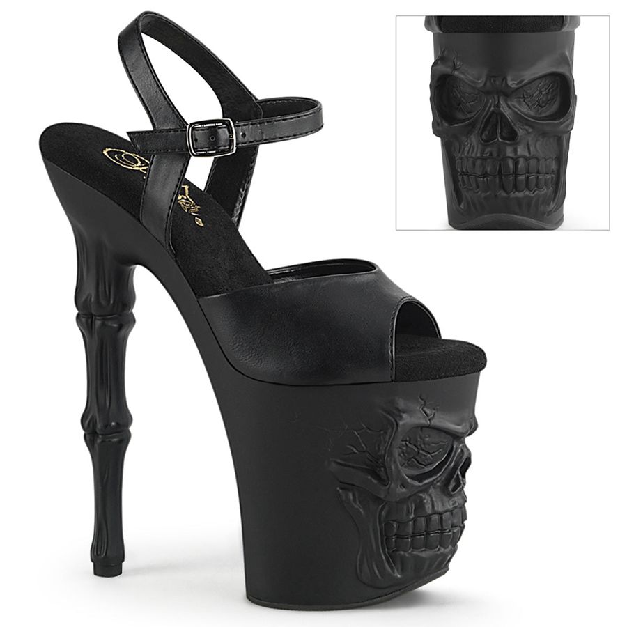 Women\'s Pleaser Rapture-809 Ankle Strap Sandals Black | 809FCHIVE