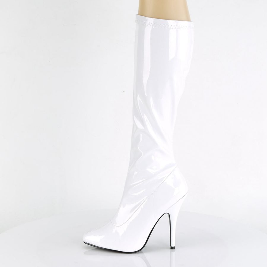 Women's Pleaser Seduce-2000 Knee High Boots White | 534AMUQNP