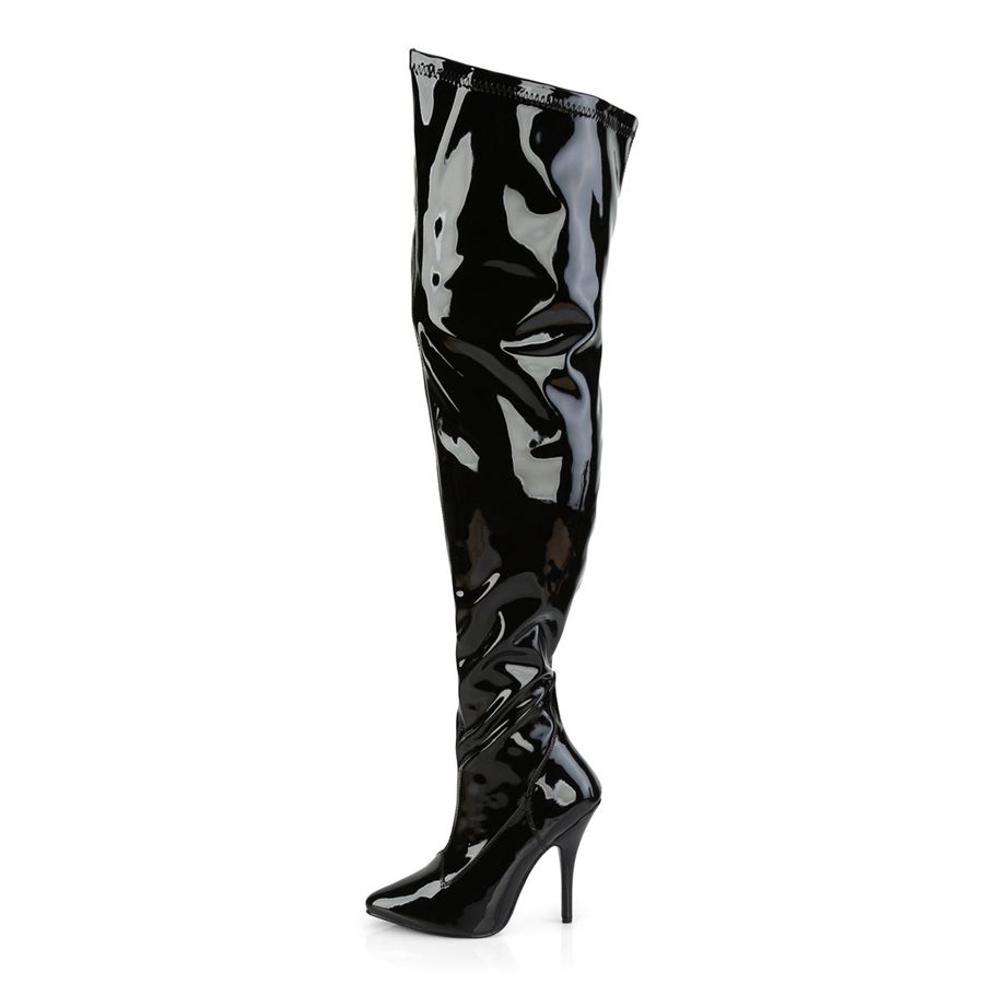 Women's Pleaser Seduce-3000WC Thigh High Boots Black | 196KQRWJE