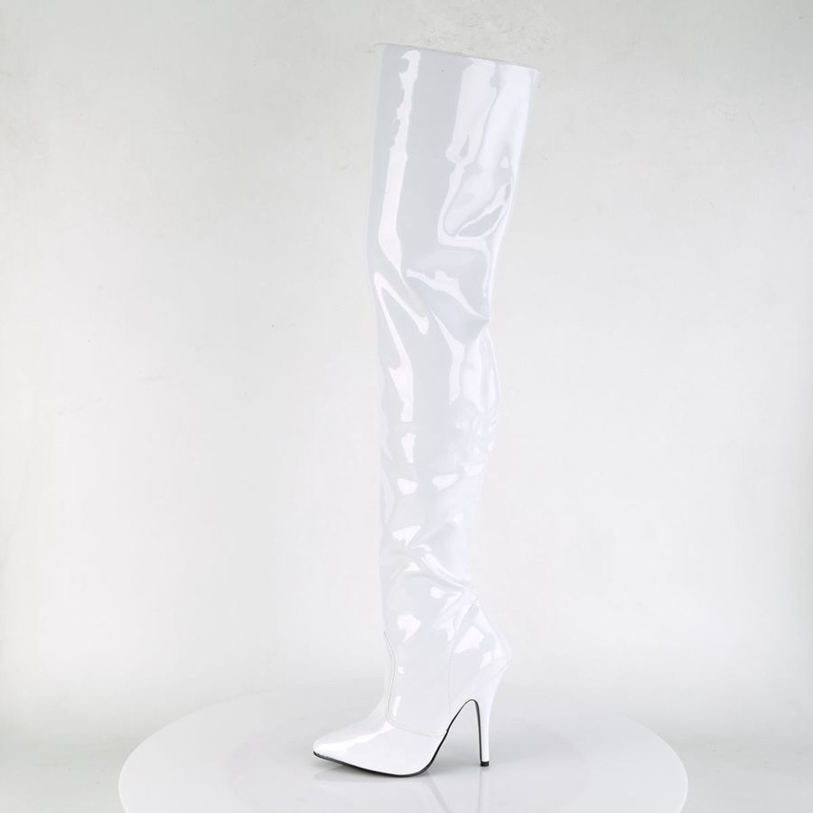 Women's Pleaser Seduce-3010 Thigh High Boots White | 160TVQULB