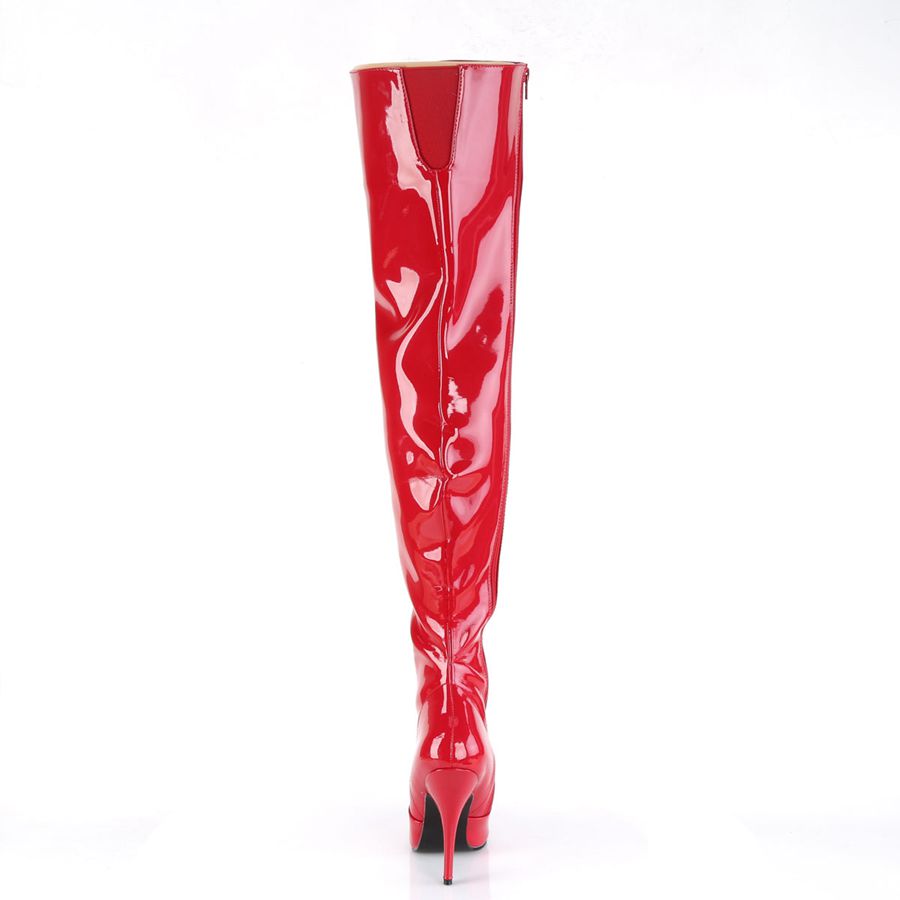 Women's Pleaser Seduce-3010 Thigh High Boots Red | 509ZIYUVH