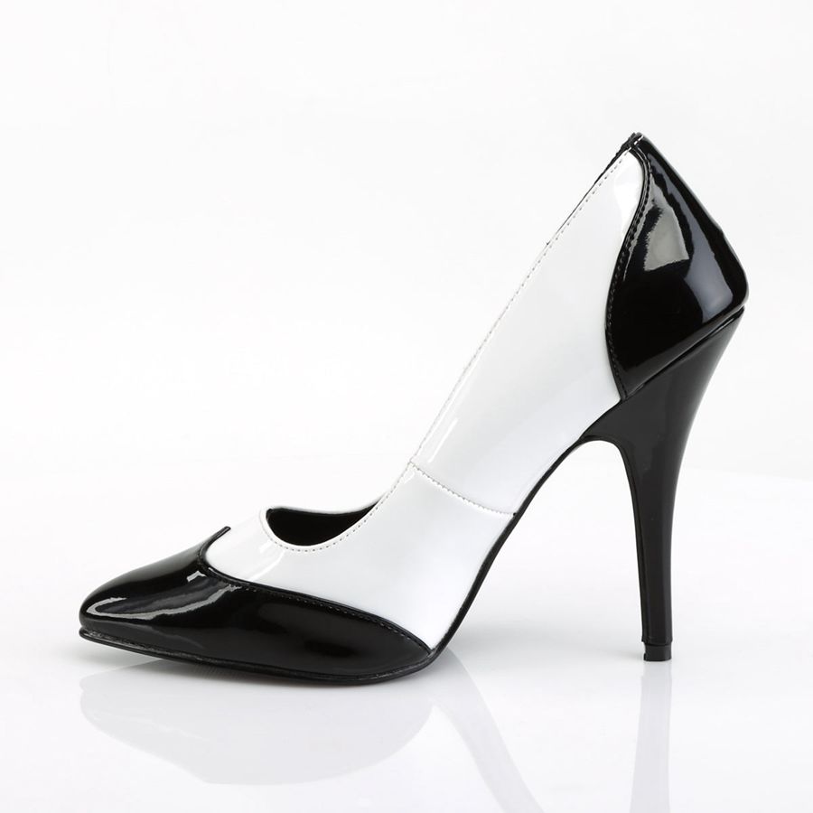 Women's Pleaser Seduce-425 Pumps Black White | 372SBYZVJ