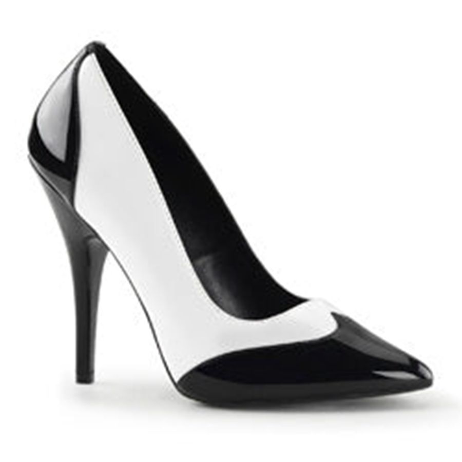 Women's Pleaser Seduce-425 Pumps Black White | 372SBYZVJ