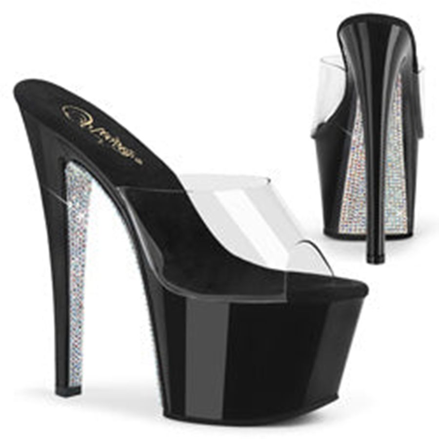 Women's Pleaser Sky-301CRS Platform Sandals Black | 942KYEUBX