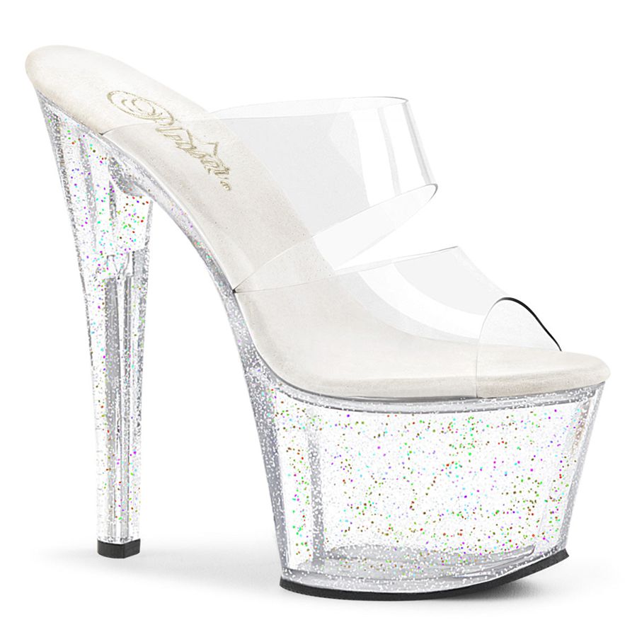 Women\'s Pleaser Sky-302MG Platform Sandals White | 956BHWMCD