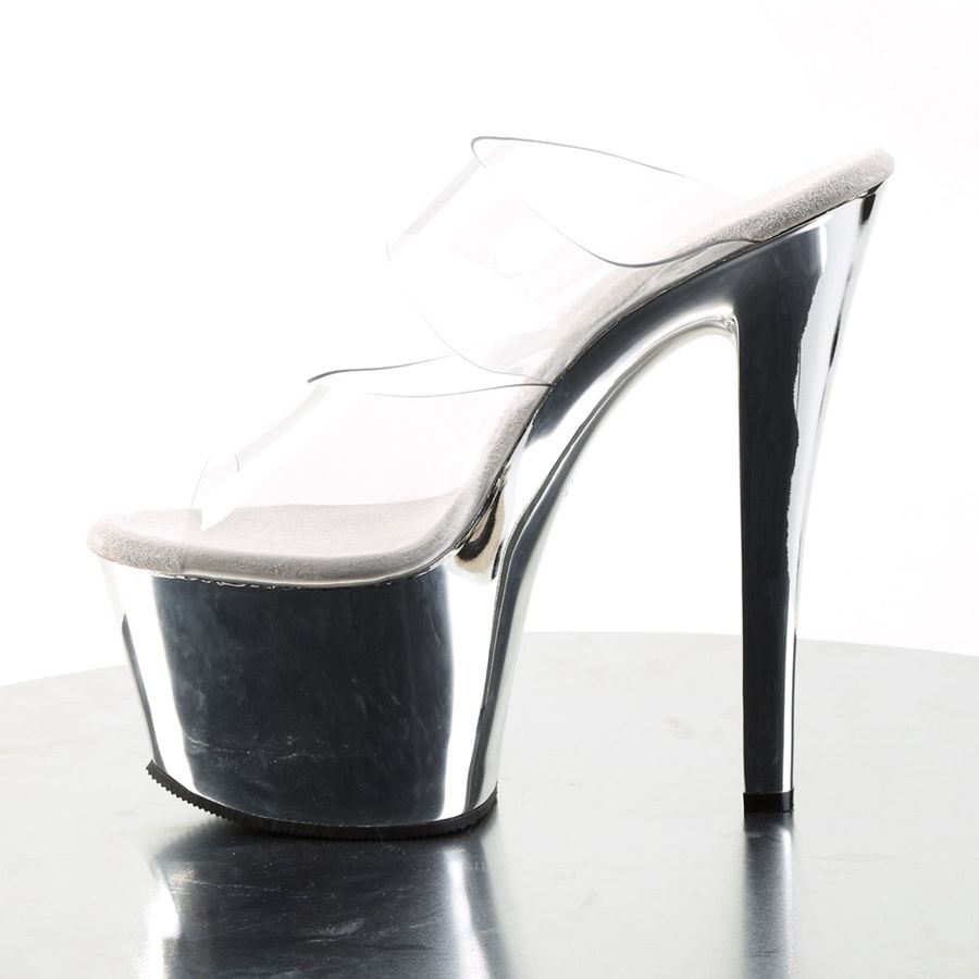 Women's Pleaser Sky-302 Platform Sandals Silver | 235QUSNYP