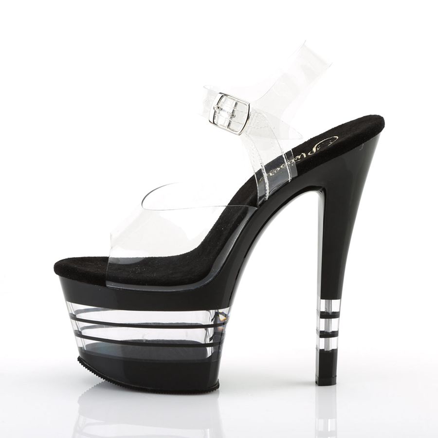 Women's Pleaser Sky-308LN Ankle Strap Sandals Black | 469KSZRMJ