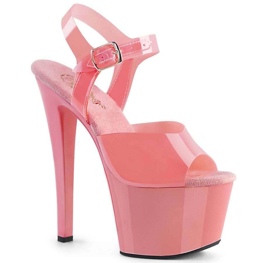 Women\'s Pleaser Sky-308N Ankle Strap Sandals Pink | 980KQTDAC