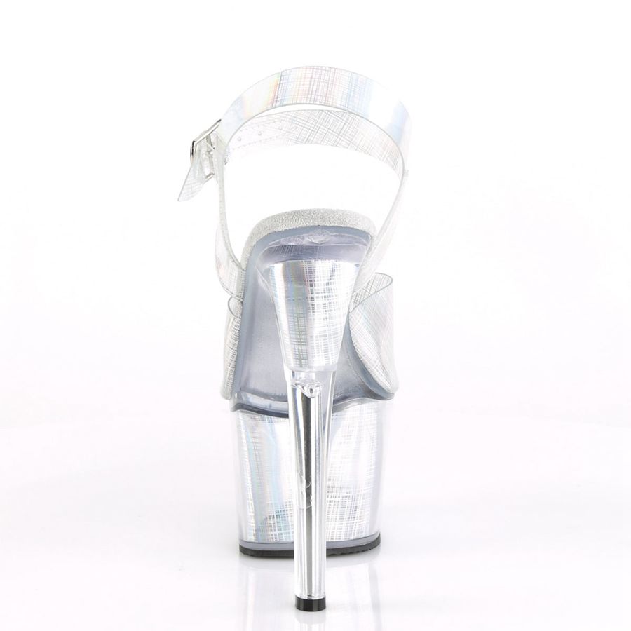 Women's Pleaser Sky-308N-CRHM Ankle Strap Sandals White | 431HZLSCT