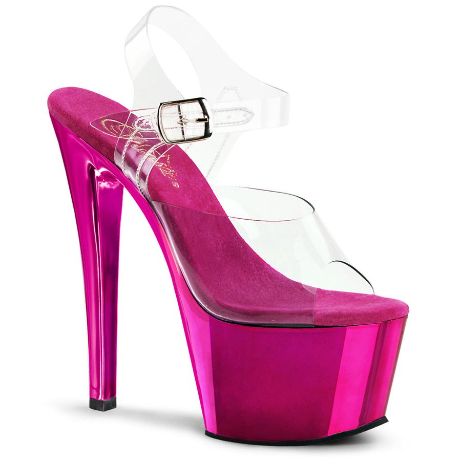 Women\'s Pleaser Sky-308 Ankle Strap Sandals Pink | 298EDXCPZ