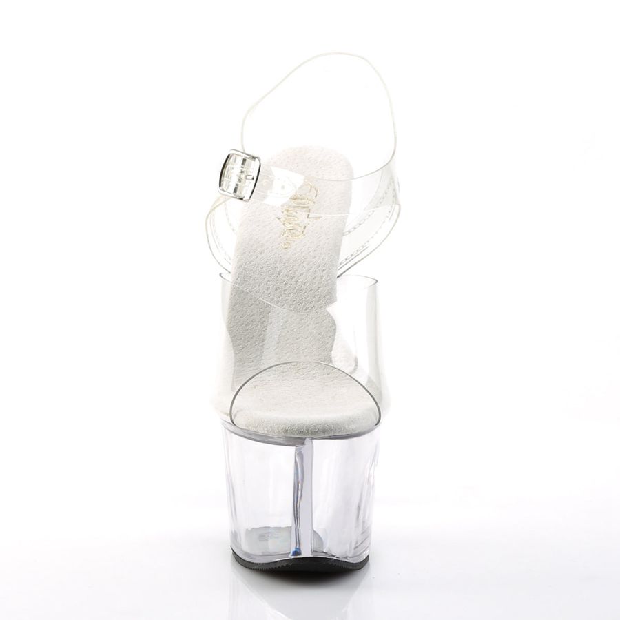 Women's Pleaser Sky-308 Ankle Strap Sandals Clear | 476PZVXTW