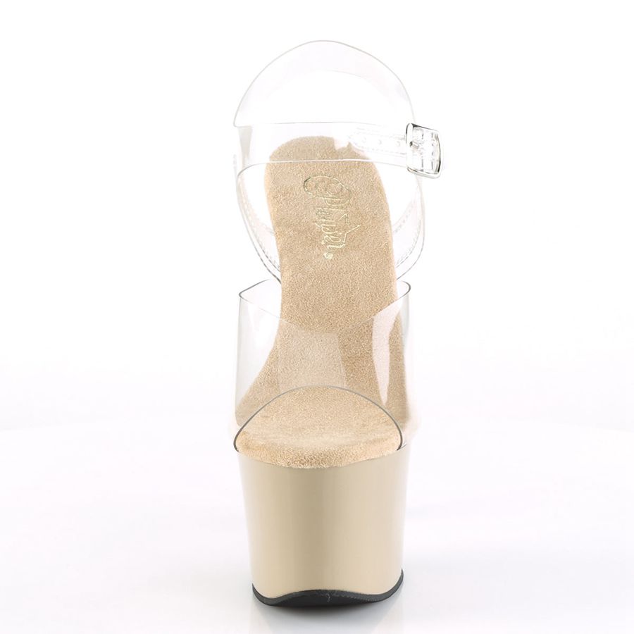 Women's Pleaser Sky-308 Ankle Strap Sandals Beige | 608FZXGWS