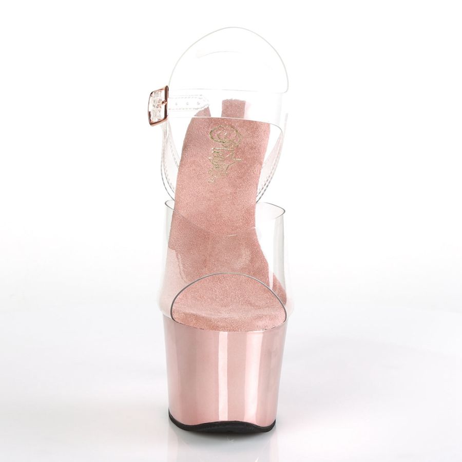 Women's Pleaser Sky-308 Ankle Strap Sandals Rose Gold | 631QYGSCE