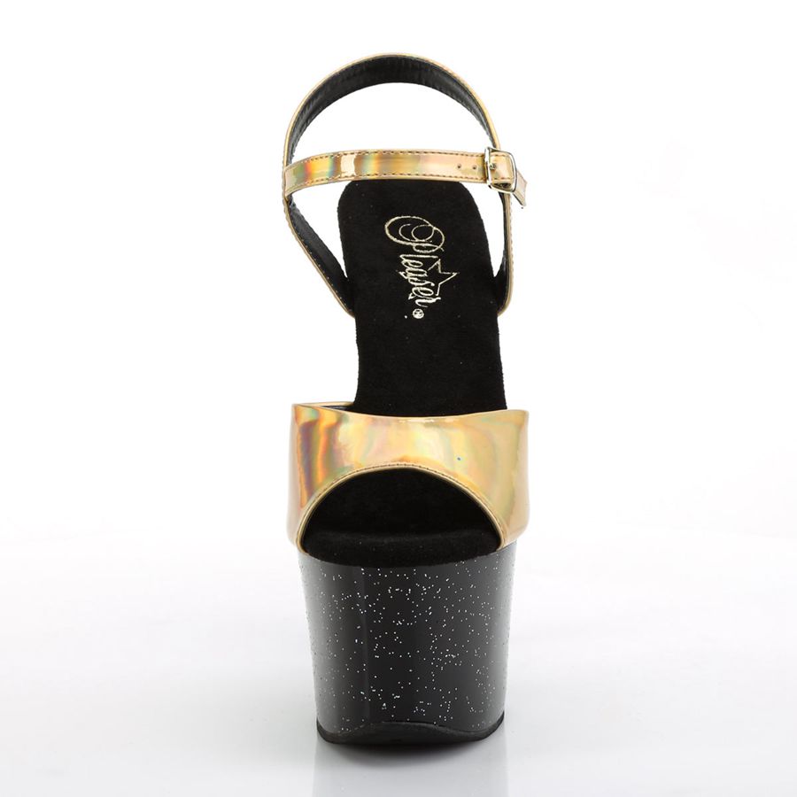 Women's Pleaser Sky-309HG Ankle Strap Sandals Gold | 907DLIUNR