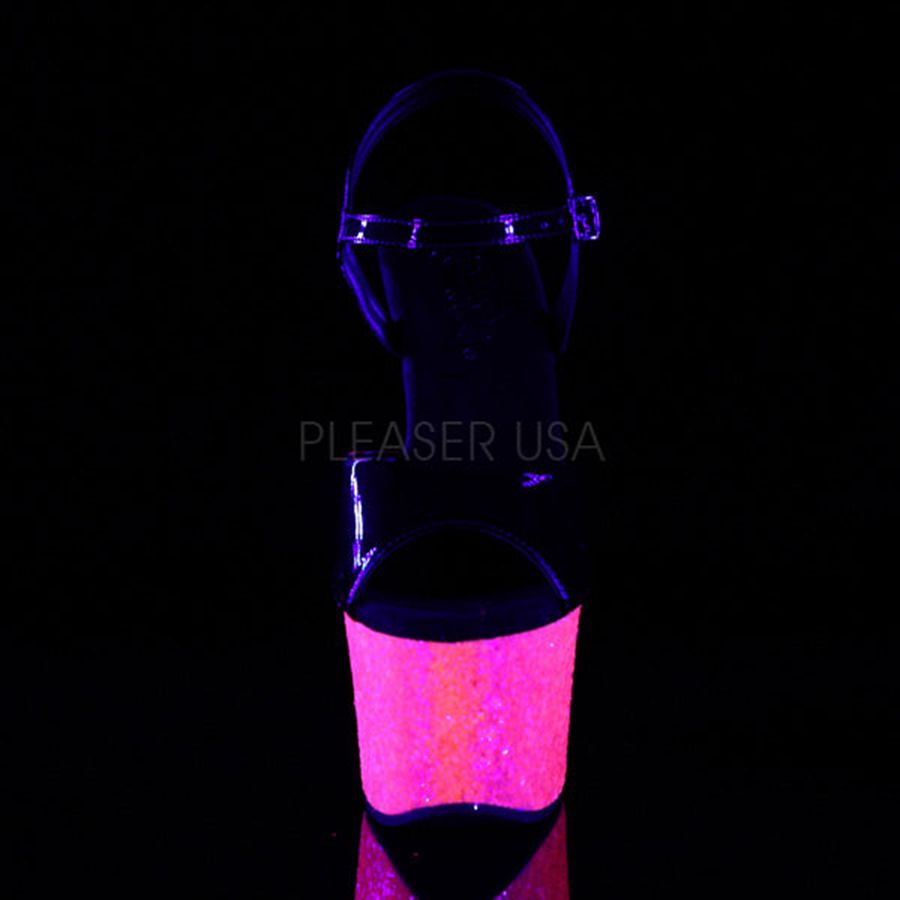 Women's Pleaser Sky-309UVLG Ankle Strap Sandals Black Pink | 146UXJZBF