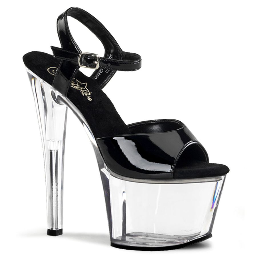 Women\'s Pleaser Sky-309 Ankle Strap Sandals Clear | 732ELNBIW