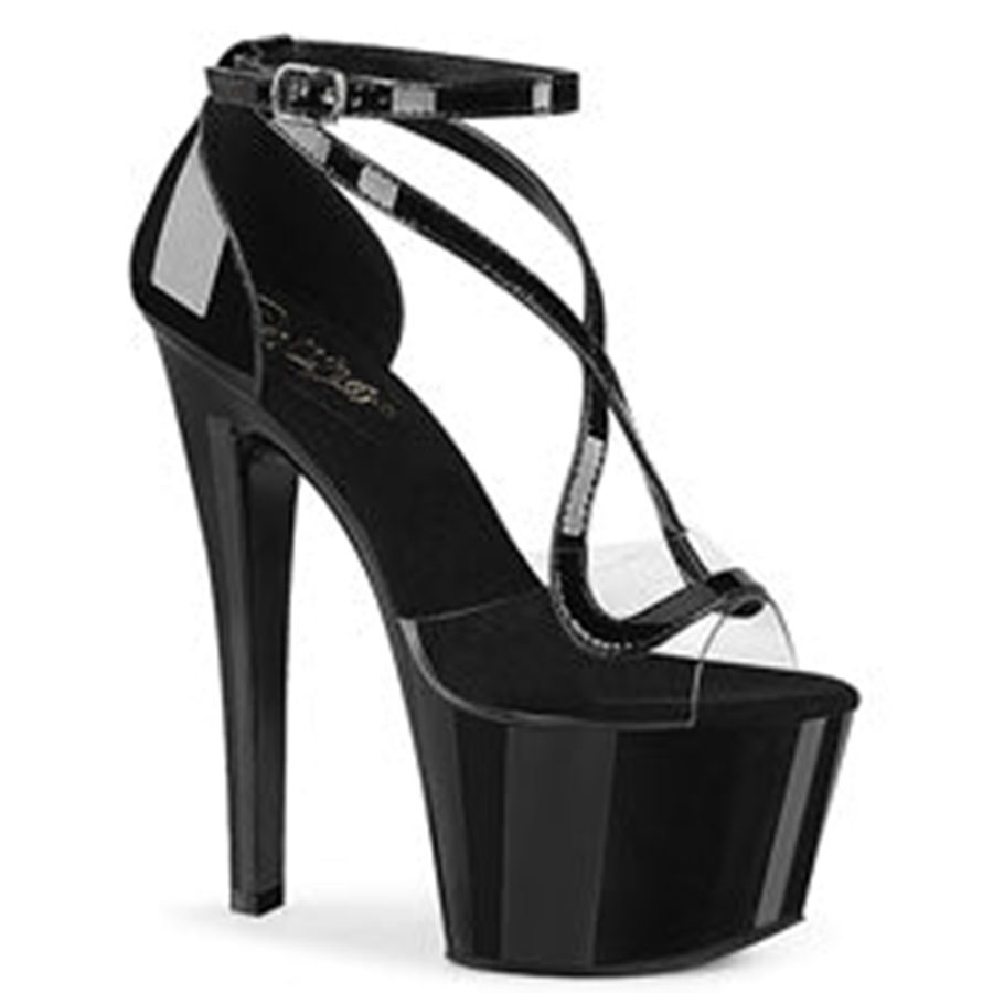 Women's Pleaser Sky-355 Ankle Strap Sandals Black | 098UXDGKE