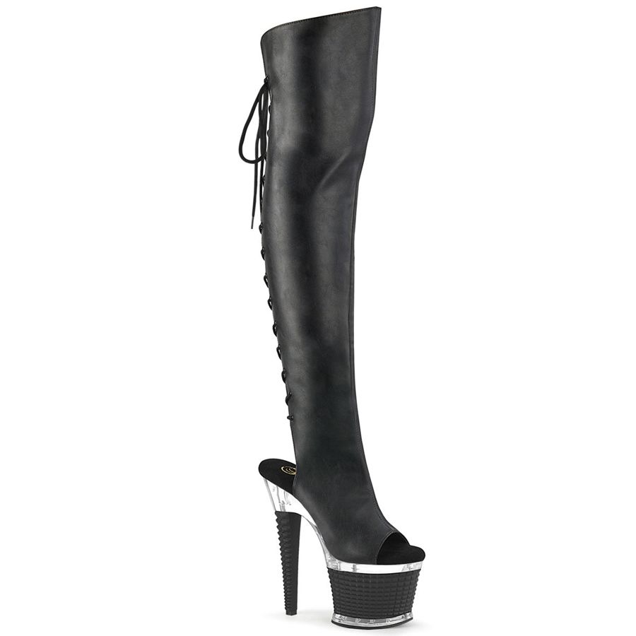 Women\'s Pleaser Spectator-3019 Thigh High Boots Black | 498RTPUEB