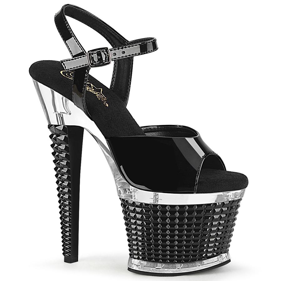 Women\'s Pleaser Spectator-709 Ankle Strap Sandals Black | 486AIHWOY