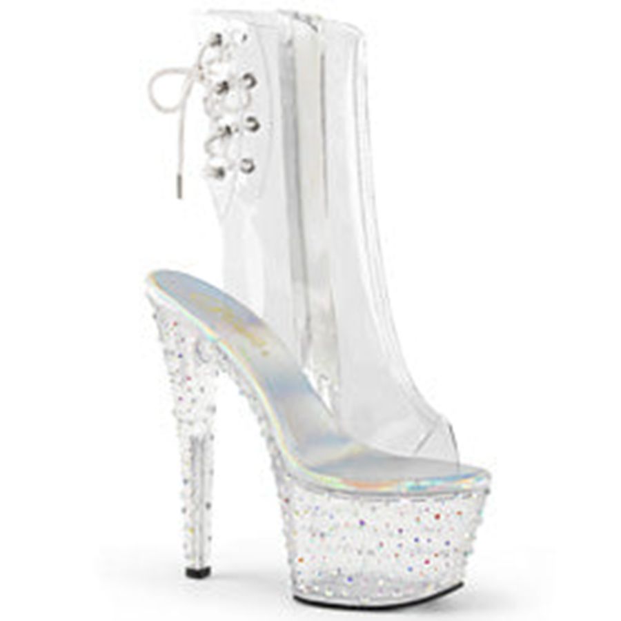 Women's Pleaser Stardance-1018C-7 Ankle Boots Clear | 185JAUWDR