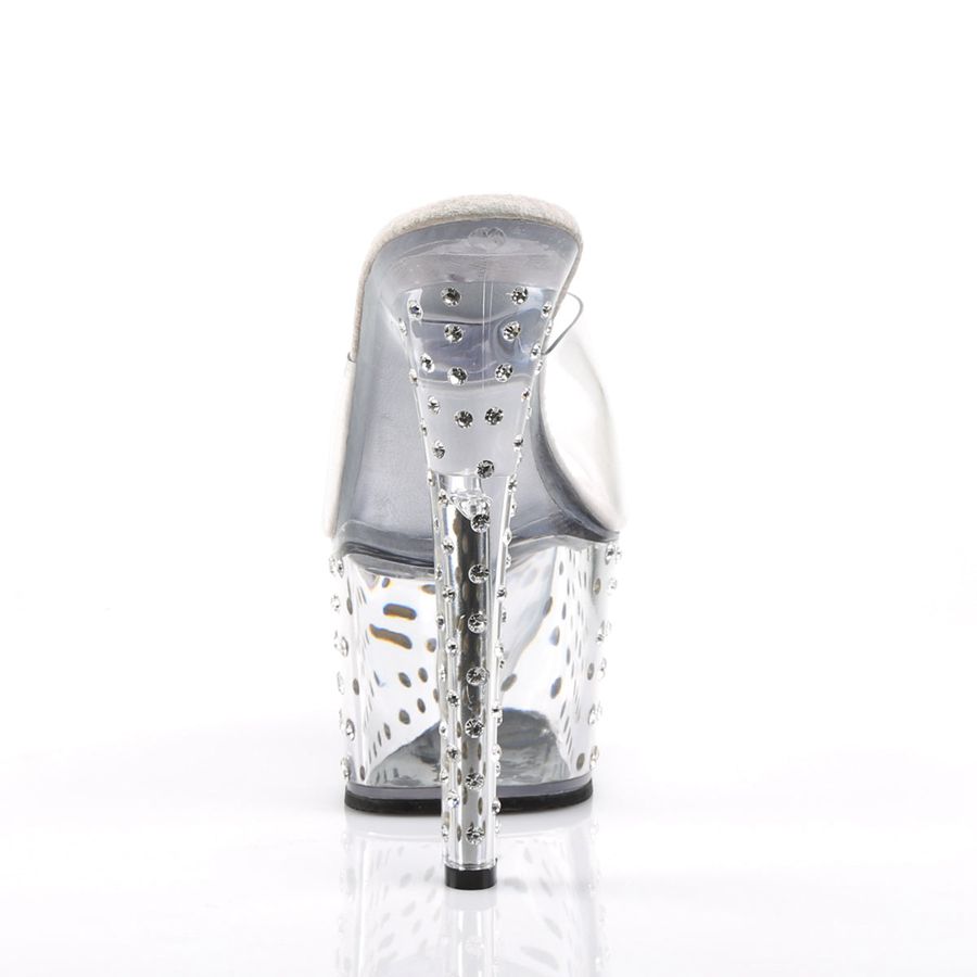 Women's Pleaser Stardust-701 Platform Sandals Silver | 971RVSDUW