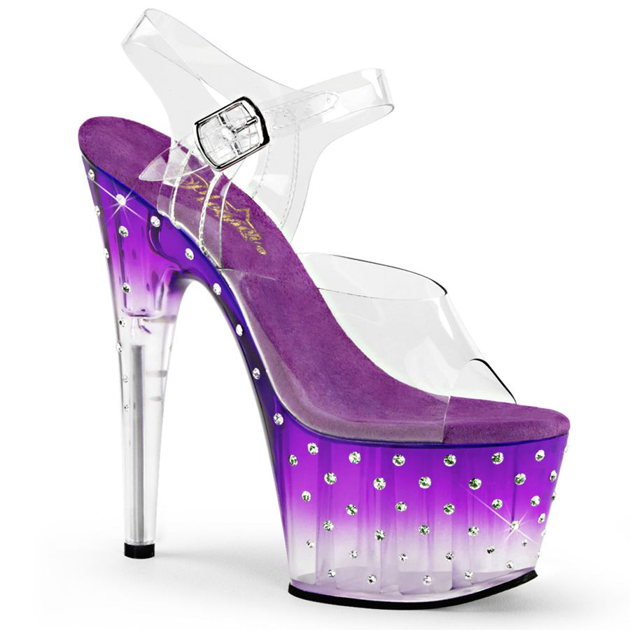 Women\'s Pleaser Stardust-708T Ankle Strap Sandals Purple | 678ILAKDZ