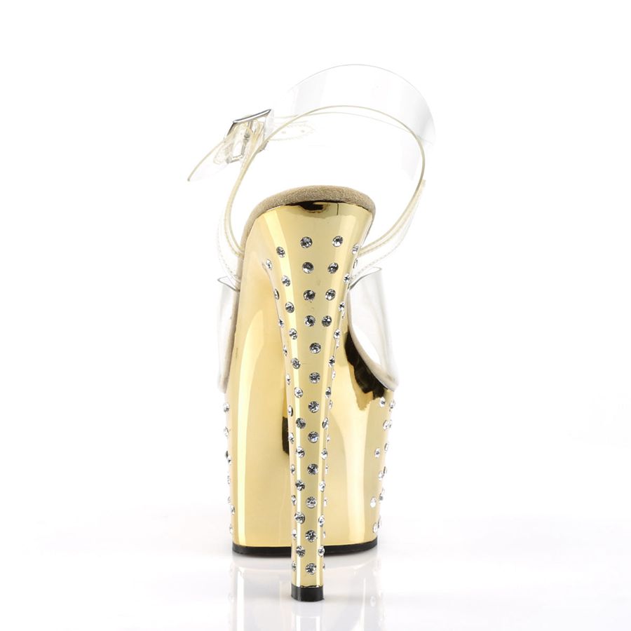 Women's Pleaser Stardust-708 Ankle Strap Sandals Gold | 905SQOJTG