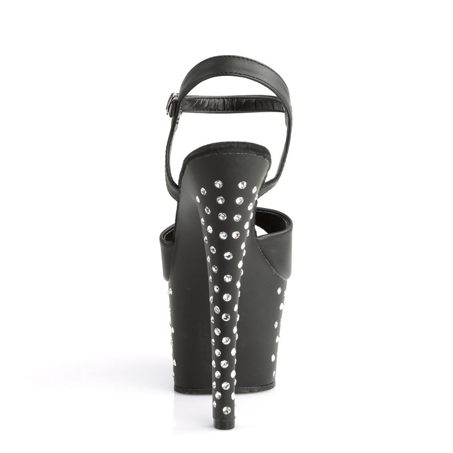 Women's Pleaser Stardust-709 Ankle Strap Sandals Black | 715LHOPNG