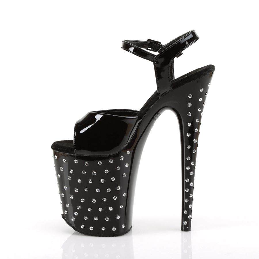 Women's Pleaser Stardust-809 Ankle Strap Sandals Black | 597MAJRSQ